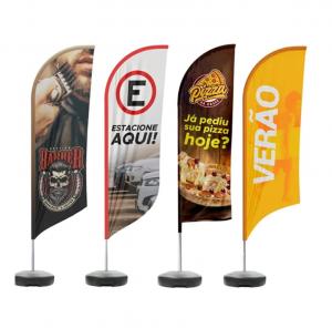 1 Wind Banner Completo para Piso M - Modelo Faca - 650x2500mm em Tecido Poliester - 4x4 - Impressão Ultra HD Sublimática - Dupla Face Costurado com Estrutura e Base - 57016      