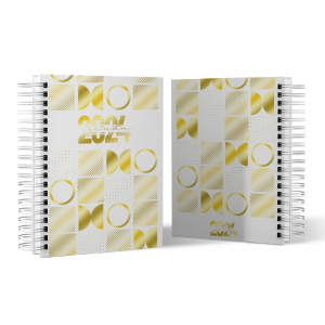 Agenda Diária - 2024 Personalizada Capa Dura + Miolo Padrão 15x20cm Capa 4x0 - Miolo 1x1 Capa Laminada Laminação e Wire-o 