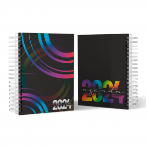 Agenda Diária - 2024 Personalizada Capa Dura + Miolo Padrão 15x20cm Capa 4x0 - Miolo 1x1 Capa Laminada Laminação e Wire-o 