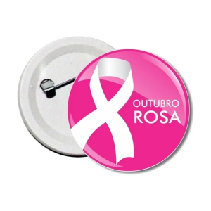 Bottons Outubro Rosa Plástico  4x0 Plastificado Refile Com Alfinete