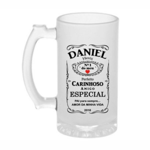 Caneca Chopp Jateada Vidro Jateado  4x0 Sem Revestimento Sublimação 