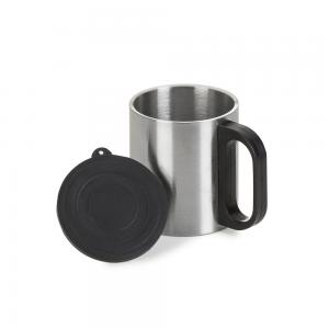 Caneca Inox 180ml c/ Tampa (07392) Metalico  1x0 Sem Revestimento Gravação Laser 