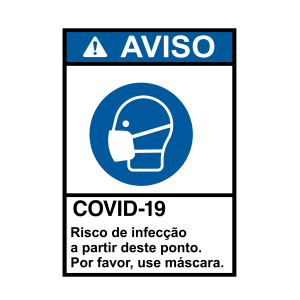 Placa Covid 3mm PVC 3mm MOD 1 - 21x29cm 4x0 Adesivado Refile Não inclui dupla face